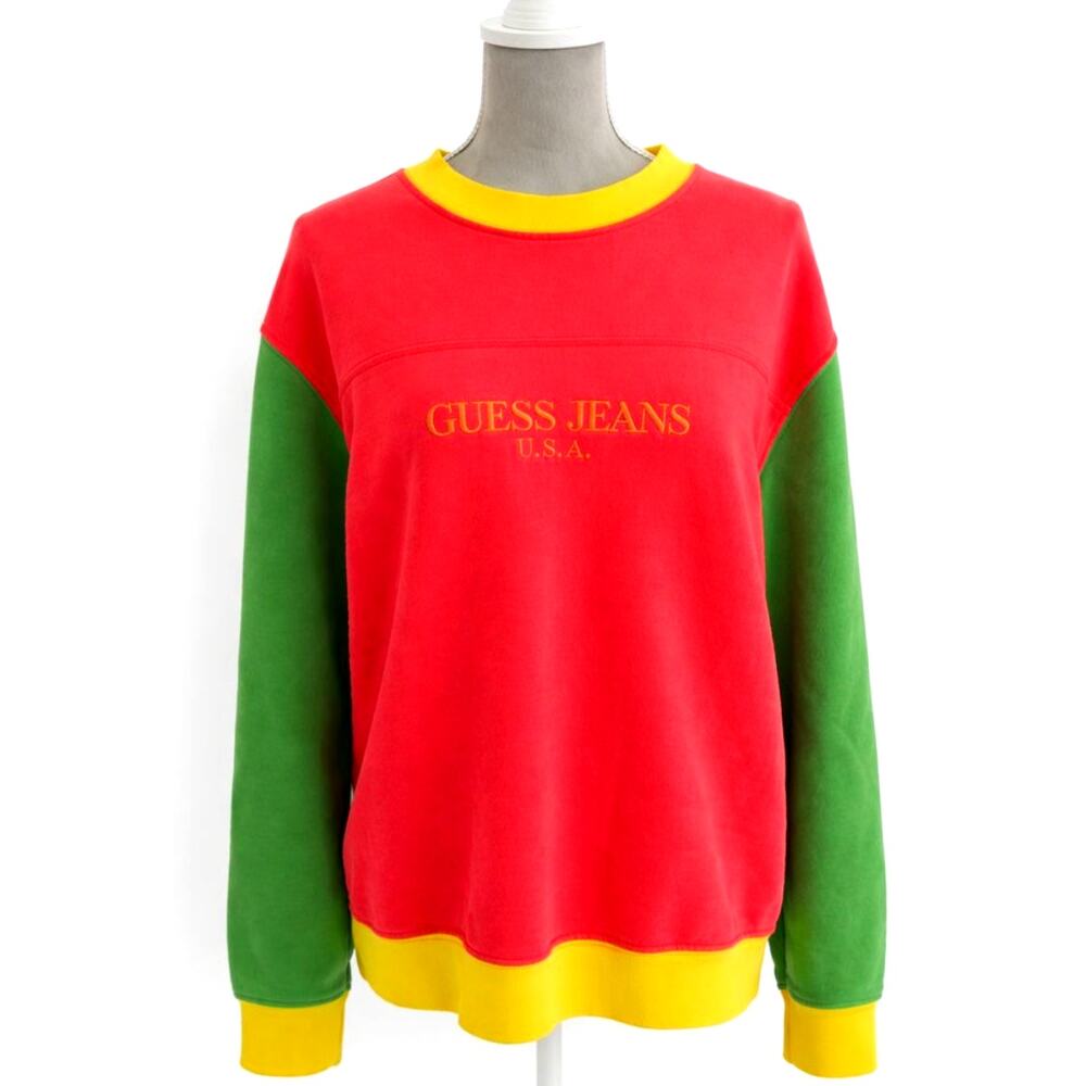 Vintage Guess Colorblock Sweatshirt Pullover Bold 90s Streetwear Limited Edition